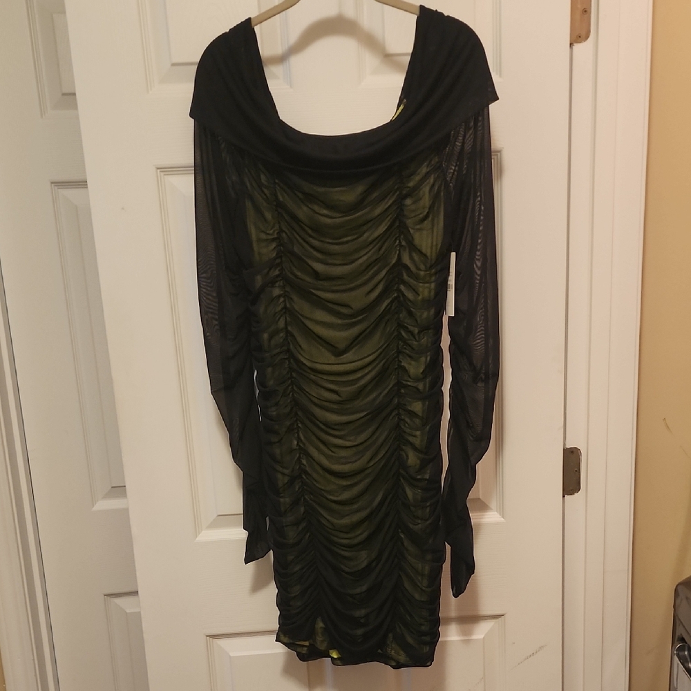 Fashion to Figure Black Sheer Ruched Bodycon Dress